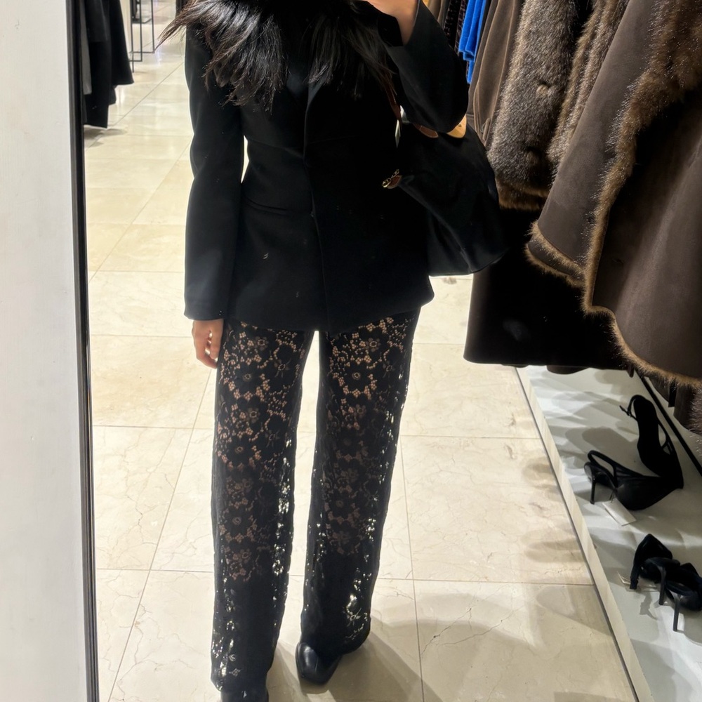 Black Blazer with Lace Pants
